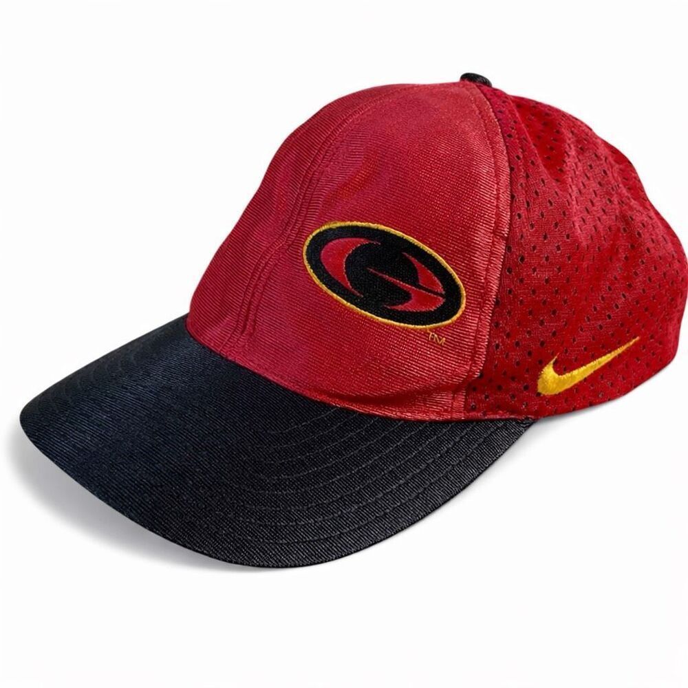 Vintage Nike Satin Snapback Hat One Size Red Black 1990s